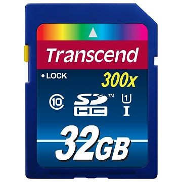 TRANSCEND SDHC Secure Digital Card Premium 300x, Class 10, UHS-I, 32GB (TS32GSDU1)