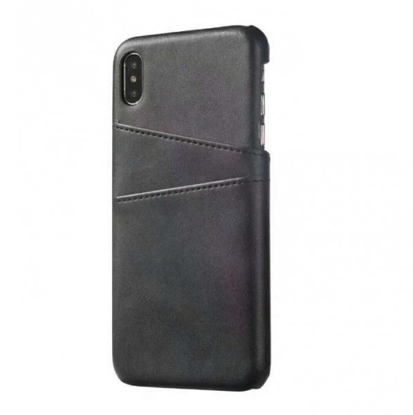 iPhone 7 Echtleder Tasche Cover Hülle mit Karten Etui - Schwarz / Black