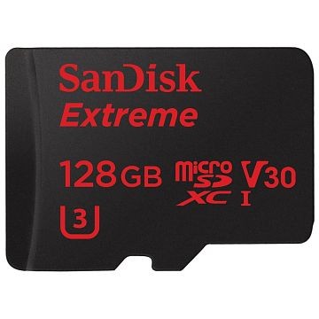 SANDISK Extreme microSDXC, UHS-I V30, Class U3, 128GB (SDSQXVF-128G-GN6MA)