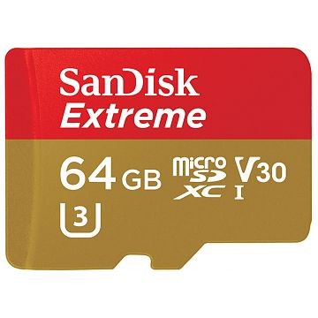 SANDISK Extreme microSDHC, UHS-I V30, Class U3, 64GB (SDSQXVF-064G-GN6MA)