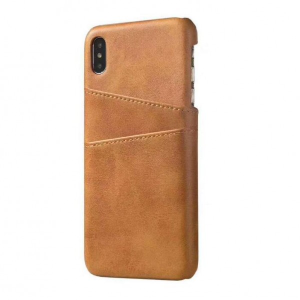 iPhone 8 Echtleder Tasche Cover Hülle mit Karten Etui - Hellbraun / light brown