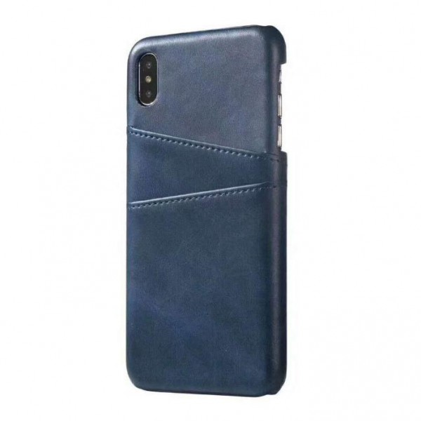 iPhone 11 Echtleder Tasche Cover Hülle mit Karten Etui - Blau / Blue